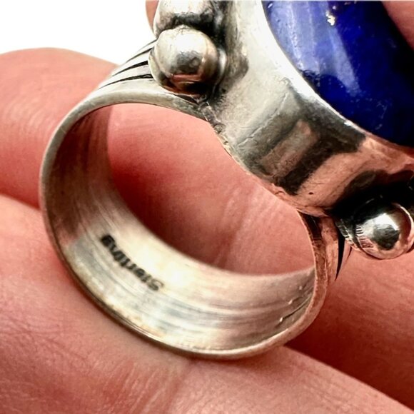 American Southwest Sterling Silver Blue Lapis Lazuli Ring 8.8 Grams Size 5.5 - Picture 2 of 4